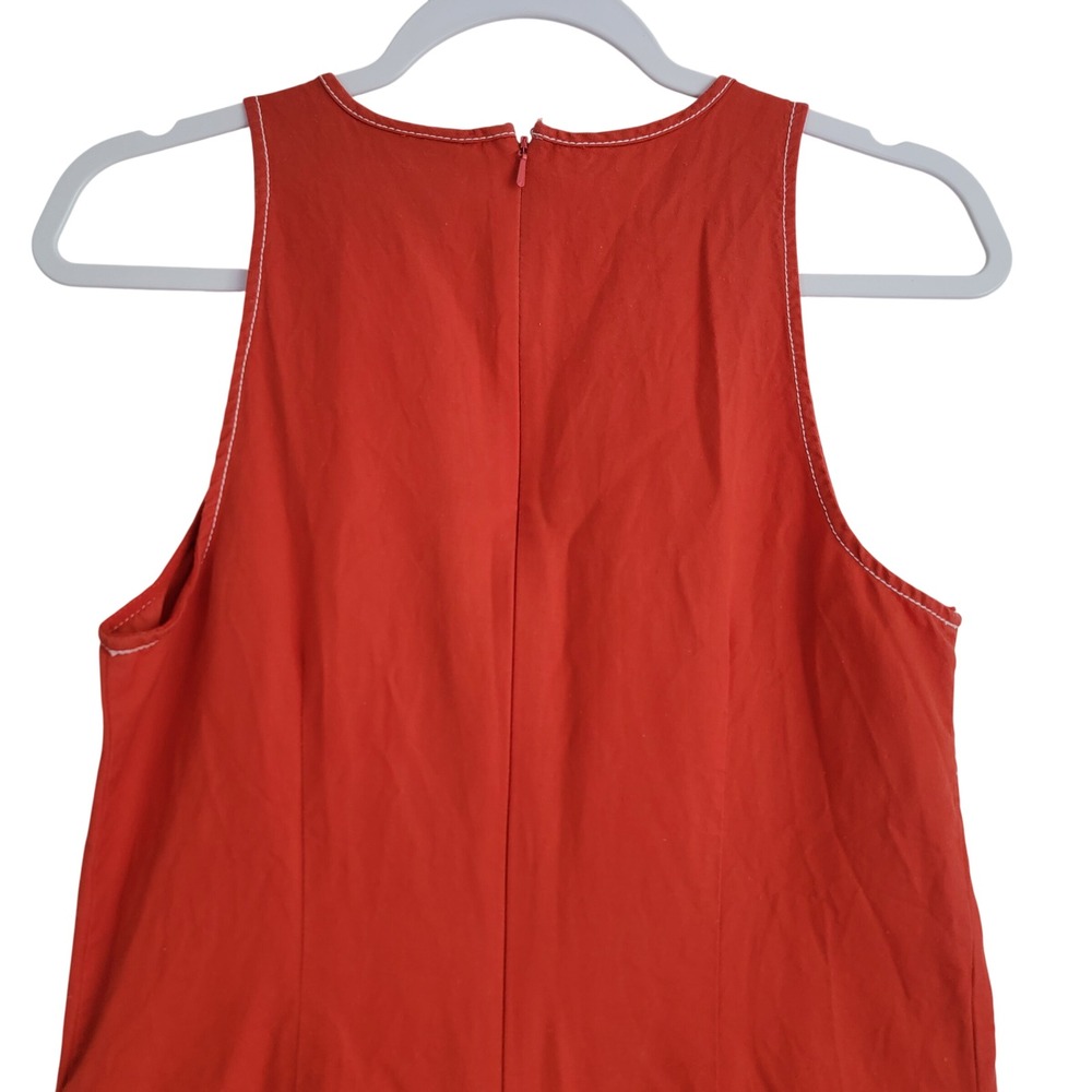 Maeve Orange-Red Cotton Linen Bileu Asymmetrical A-Line Summer Dress Size 6 - Picture 9 of 12